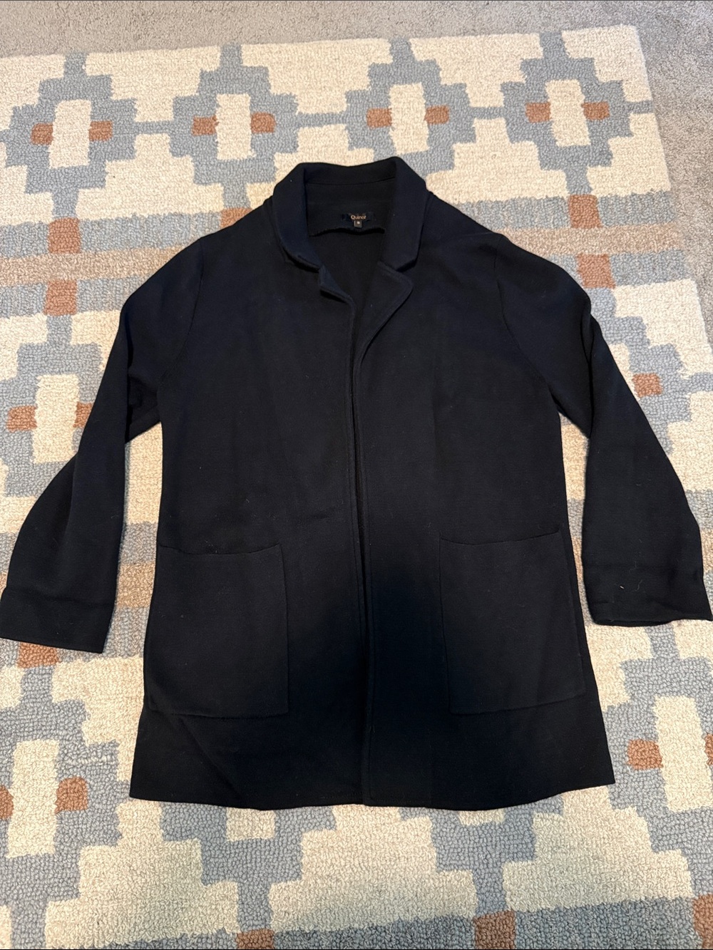 Quince 100% Organic Cotton Knit Blazer Black Size Small